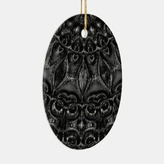 Charcoal Mandala Ceramic Ornament (Rechts)