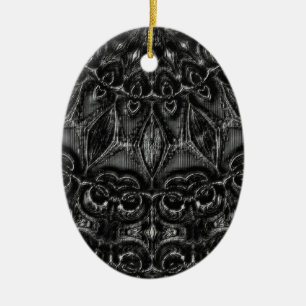 Charcoal Mandala Ceramic Ornament
