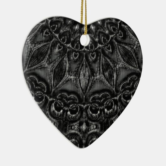 Charcoal Mandala Ceramic Ornament (Rechts)