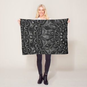 Charcoal Mandala Fleece Blanket