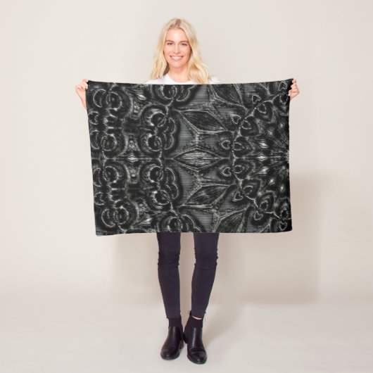 Charcoal Mandala Fleece Blanket Deken (In situ)