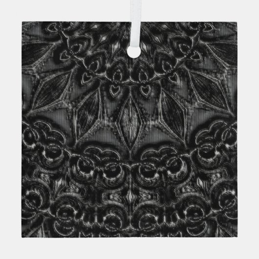 Charcoal Mandala Glas Ornament (Achterkant)