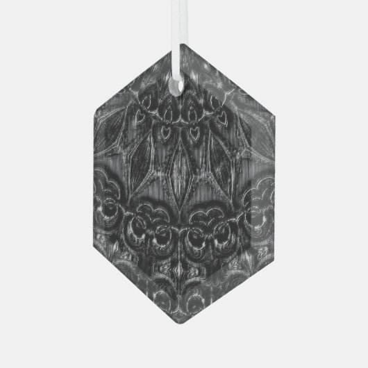 Charcoal Mandala Glas Ornament (Voorkant links)