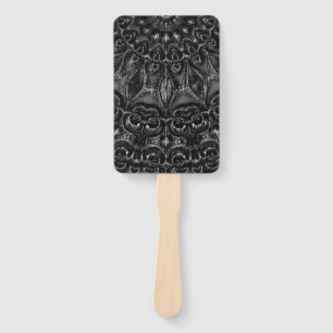 Charcoal Mandala Hand Fan Handwaaier