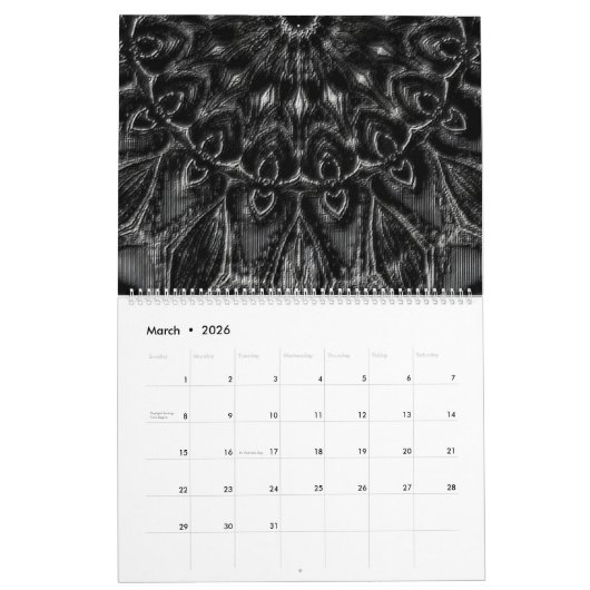 Charcoal Mandala Kalender (Mar 2026)