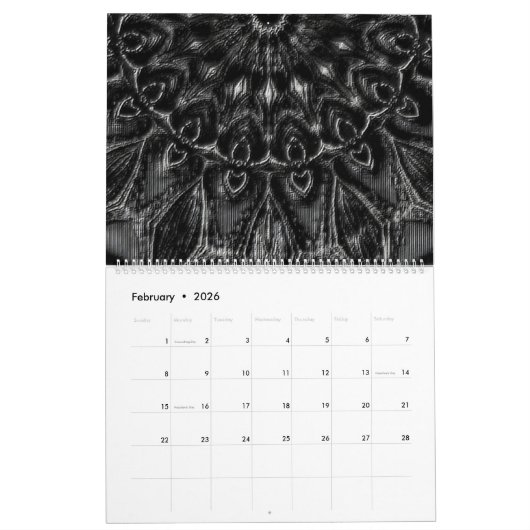 Charcoal Mandala Kalender (Feb 2026)