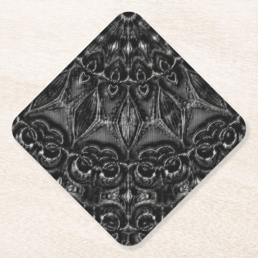 Charcoal Mandala Kartonnen Onderzetters (Voorkant)