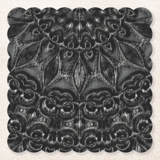 Charcoal Mandala Kartonnen Onderzetters (Voorkant)