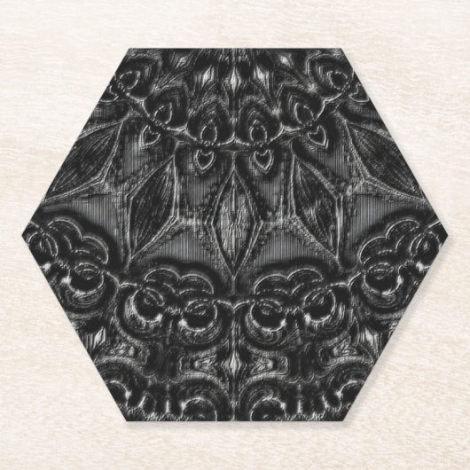 Charcoal Mandala Kartonnen Onderzetters (Voorkant)