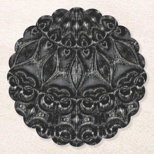 Charcoal Mandala Kartonnen Onderzetters (Voorkant)