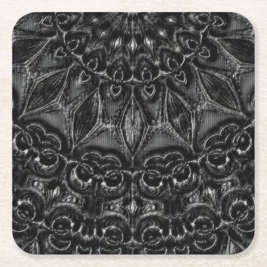 Charcoal Mandala Kartonnen Onderzetters (Voorkant)