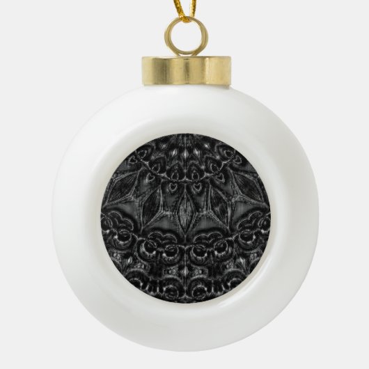 Charcoal Mandala Keramische Bal Ornament (Voorkant)