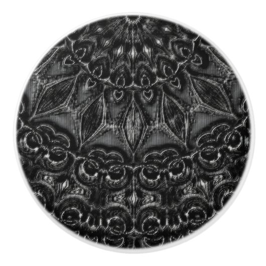 Charcoal Mandala Keramische Knop (Voorkant)
