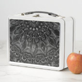 Charcoal Mandala Metal Lunch Box (In situ)