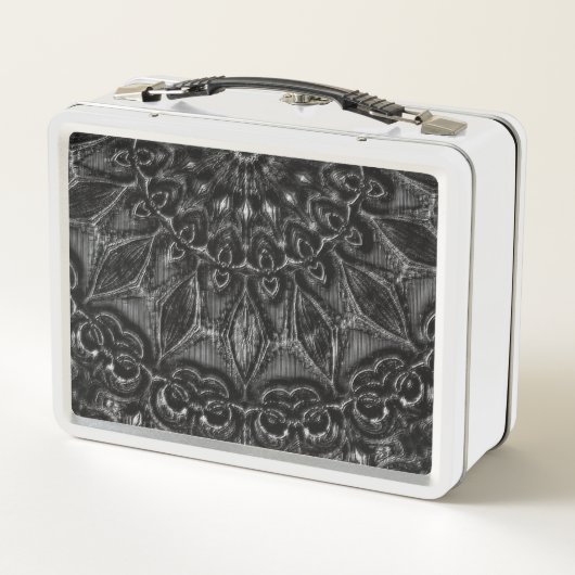 Charcoal Mandala Metal Lunch Box (Achterkant)
