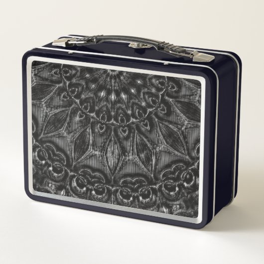 Charcoal Mandala Metal Lunch Box (Achterkant)