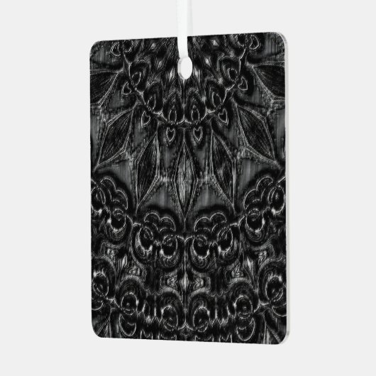 Charcoal Mandala Metalen Ornament (Voorkant links)