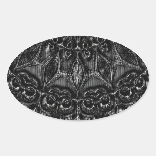 Charcoal Mandala Ovale Sticker (Voorkant)