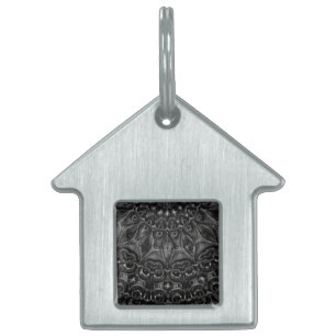 Charcoal Mandala Pet ID Tag Huisdieren Naamplaatje