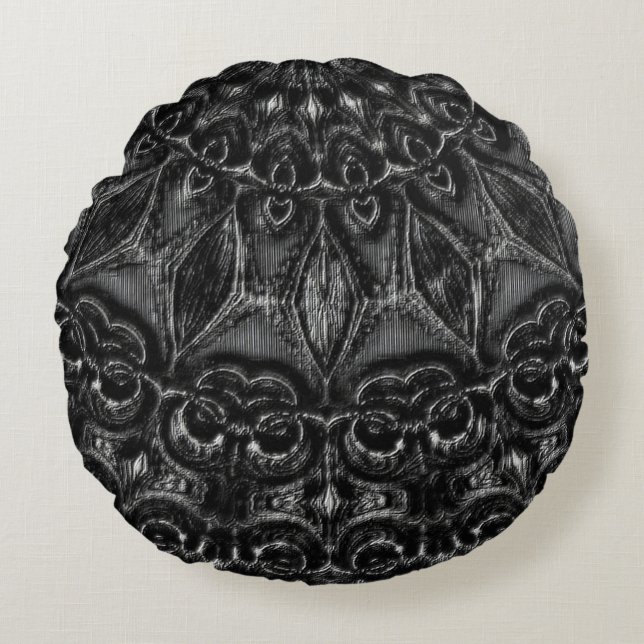 Charcoal Mandala Rond Kussen (Voorkant)