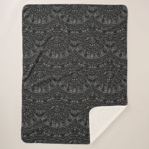 Charcoal Mandala Sherpa Blanket Deken