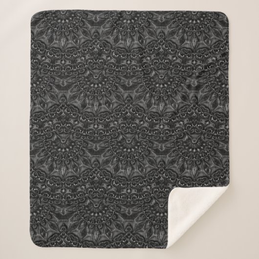 Charcoal Mandala Sherpa Blanket Deken (Voorkant)