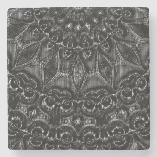 Charcoal Mandala Stenen Onderzetter (Voorkant)