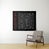 Charcoal Mandala Tapestry Wandkleed (In Situ (horizontaal))