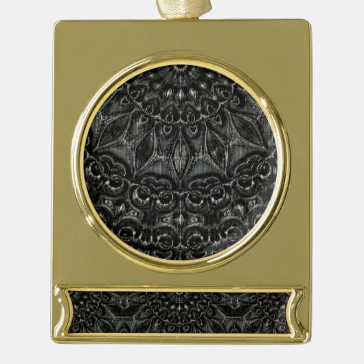 Charcoal Mandala Verguld Banner Ornament (Voorkant)