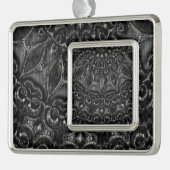 Charcoal Mandala Verzilverd Omlijst Ornament (Links)