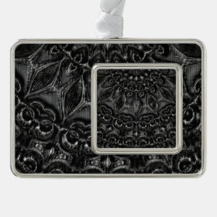 Charcoal Mandala Verzilverd Omlijst Ornament