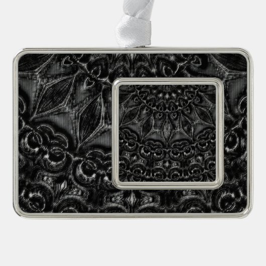 Charcoal Mandala Verzilverd Omlijst Ornament (Voorkant)