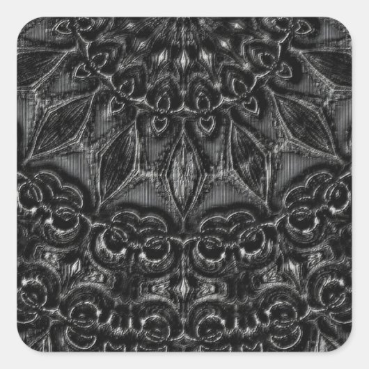 Charcoal Mandala Vierkante Sticker (Voorkant)