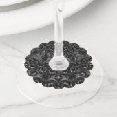 Charcoal Mandala Wine Glass Label (Dichtbij)