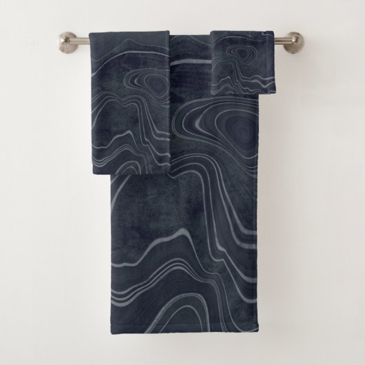 CHARCOAL MARBLE BATHROOM TOWEL SET BAD HANDDOEK (Insitu)