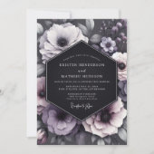 Charcoal Melancholy Anemone Wedding Kaart (Voorkant)