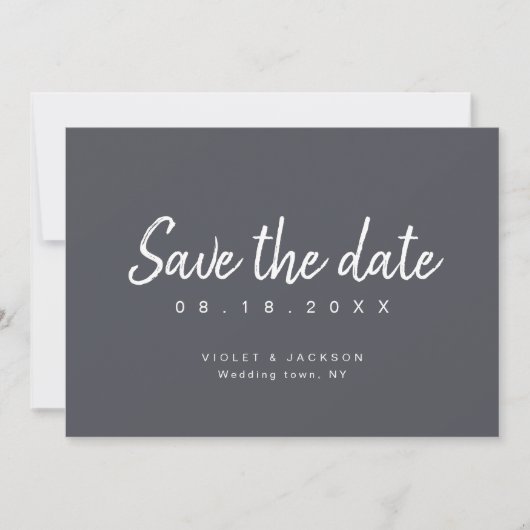 Charcoal minimalist script slaat de datum op save the date (Voorkant)