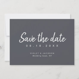 Charcoal minimalist script slaat de datum op save the date