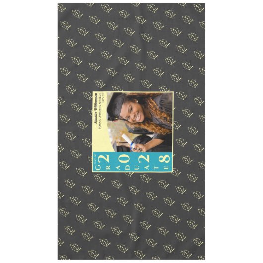 Charcoal Modern Graduation Photo Cap Pattern Tafelkleed (Voorkant)