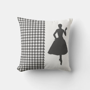 Charcoal Modern Houndstooth w/Mode Silhouette Kussen