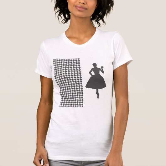 Charcoal Modern Houndstooth w/Mode Silhouette T-shirt (Voorkant)