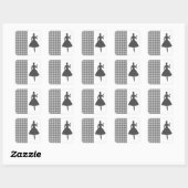 Charcoal Modern Houndstooth w/Mode Silhouette Vierkante Sticker (Vel)