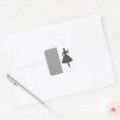Charcoal Modern Houndstooth w/Mode Silhouette Vierkante Sticker (Envelop)