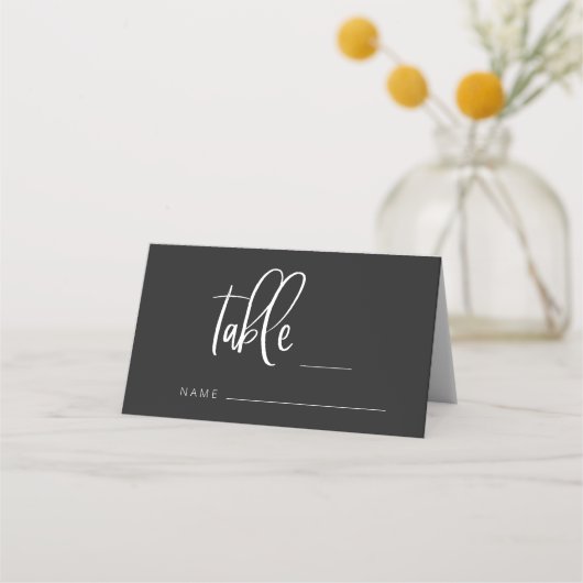 Charcoal Modern minimalist Wedding Table Number Plaatskaartje (Voorkant)