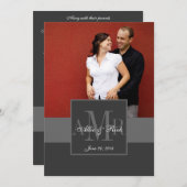Charcoal Monogram Couple Photo Wedding Invitation Kaart (Voorkant / Achterkant)