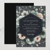 Charcoal Muted Anemone Wedding Kaart (Voorkant / Achterkant)