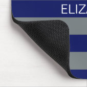 Charcoal Navy 5c Horiz Preppy Stripe Name Monogram Muismat (Hoek)