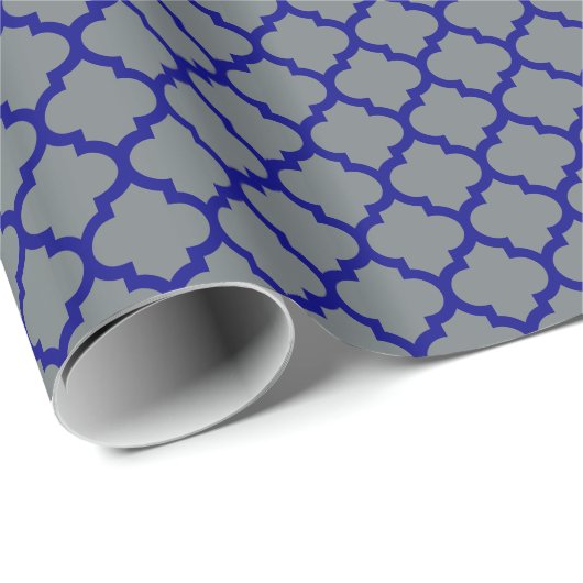 Charcoal Navy Blue Moroccan Quatrefoil Pattern #5 Cadeaupapier (Rol Hoek)