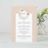 Charcoal Pampas Wreath Cream Boho Monogram Wedding Menu (Staand voorkant)