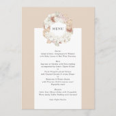 Charcoal Pampas Wreath Cream Boho Monogram Wedding Menu (Voorkant)